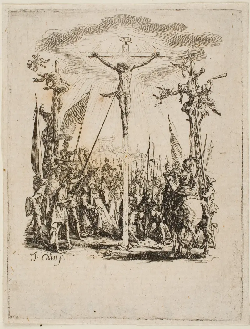 Jesus genomborras av en lans av Jacques Callot