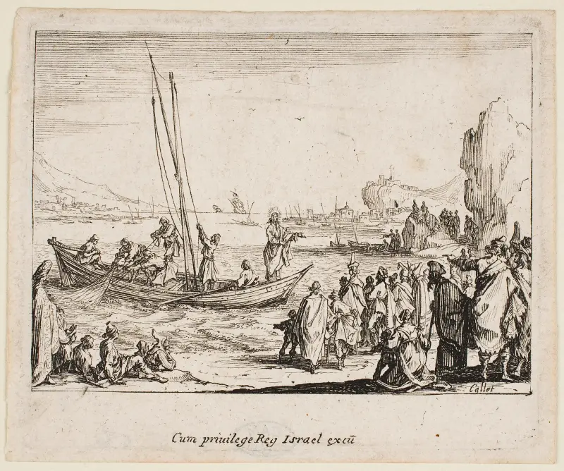 Jesus predikar vid havskanten av Jacques Callot