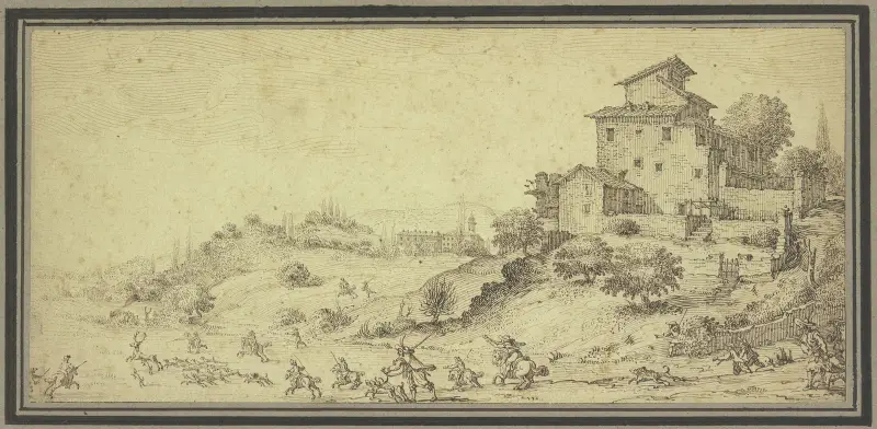 Landskap med hjortjakt av Jacques Callot