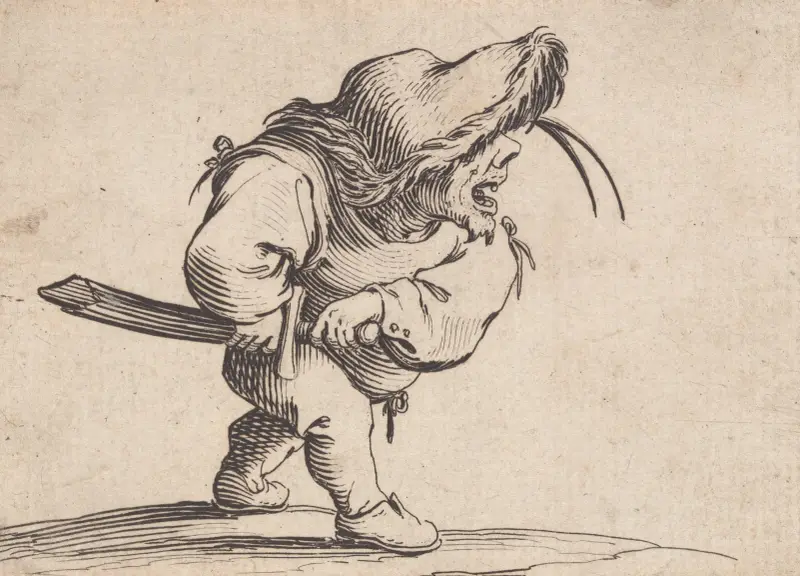 Mężczyzna przygotowujący się do wyciągnięcia szabli, Jacques Callot