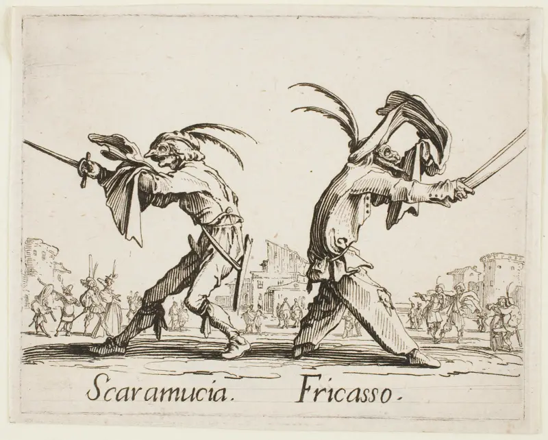 Scaramucia and Fricasso av Jacques Callot