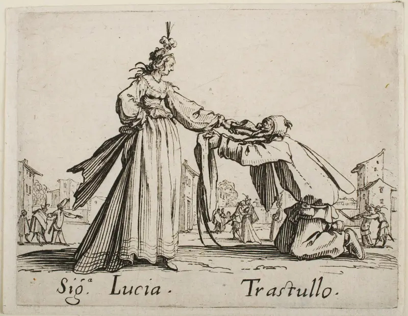Signa Lucia och Trastulo av Jacques Callot