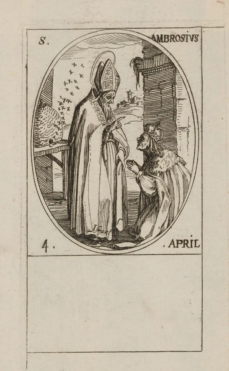 S:t Ambrosius. 4 april av Jacques Callot