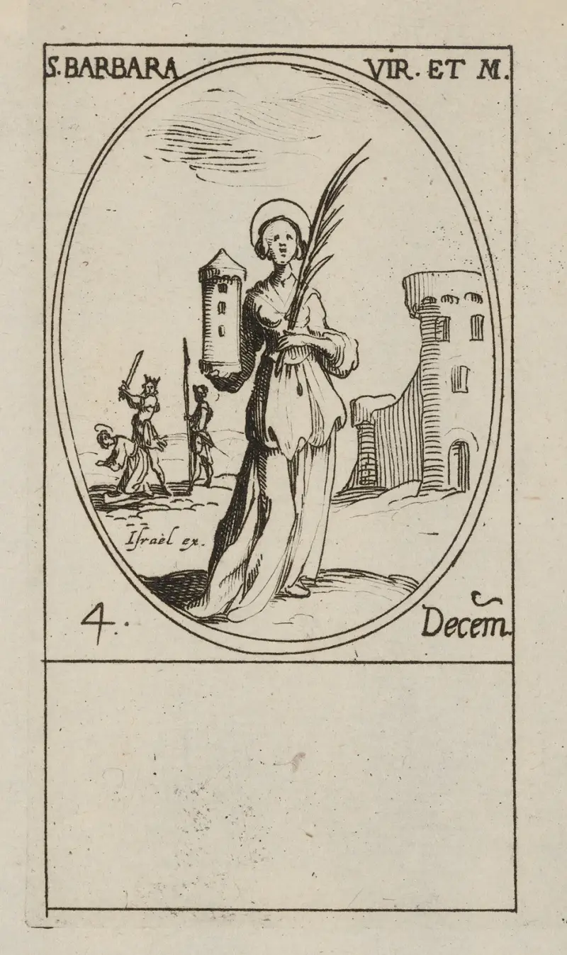 S:ta Barbara, jungfru och martyr. 4 december av Jacques Callot