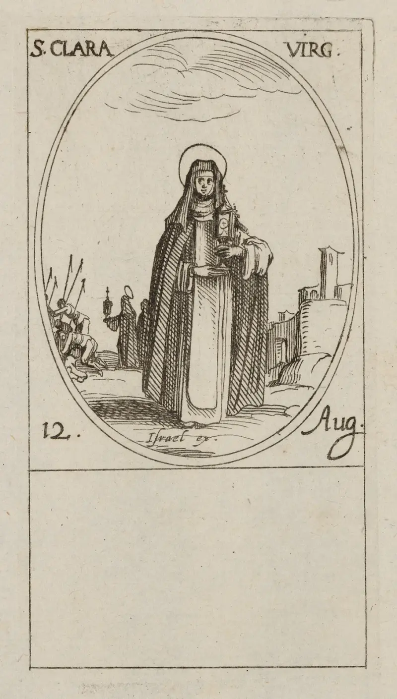 S:t Clara, jungfru. 12 augusti av Jacques Callot