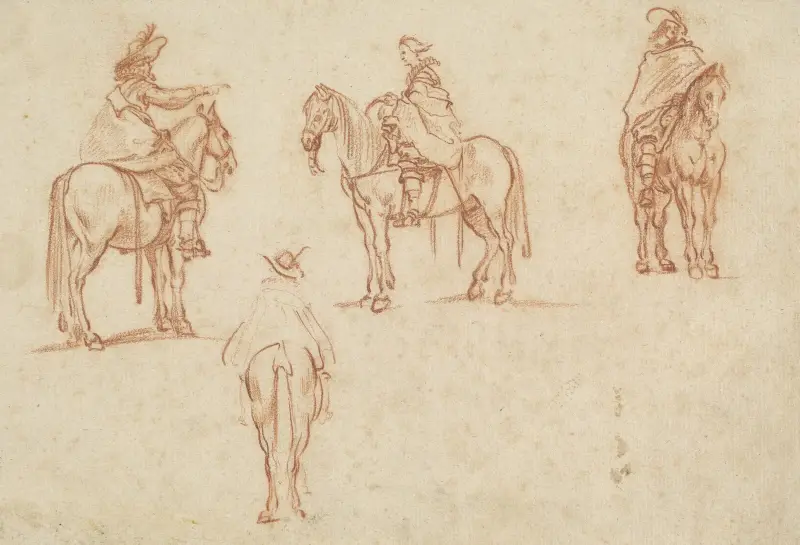 Studie av fyra ryttare av Jacques Callot