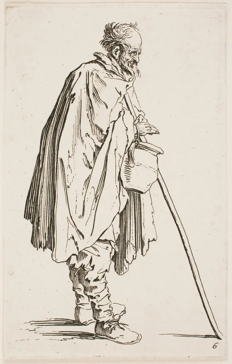 Tiggaren med fyrfat av Jacques Callot