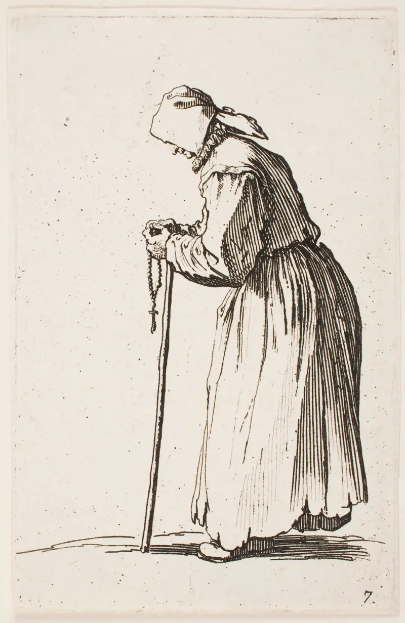 Tiggaren med rosenkrans av Jacques Callot