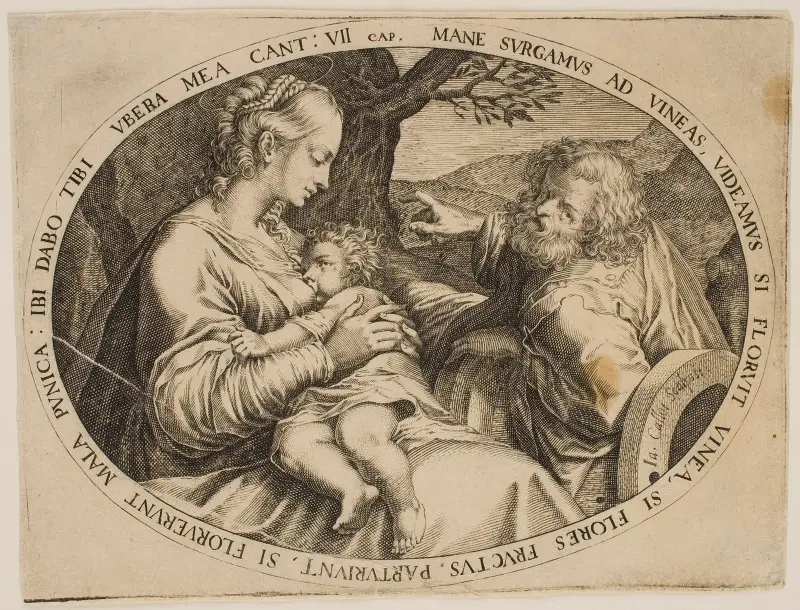 Den heliga familjen på vila av Jacques Callot