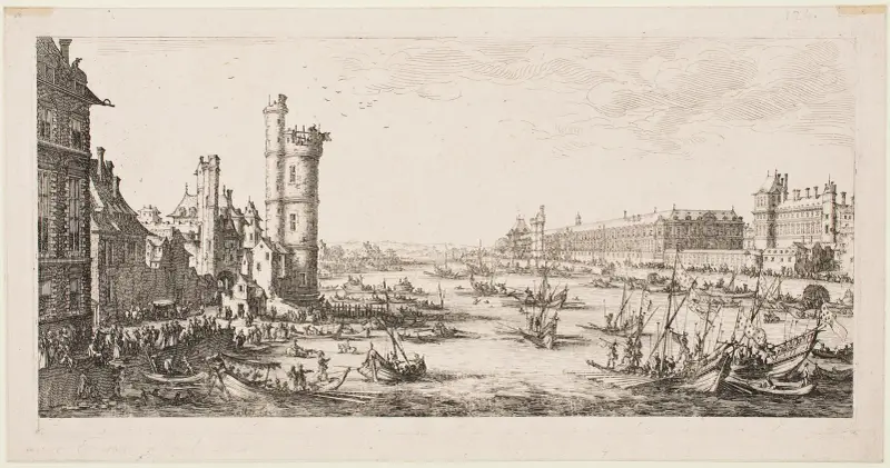 De stora vyerna av Paris; Vy över Louvren av Jacques Callot