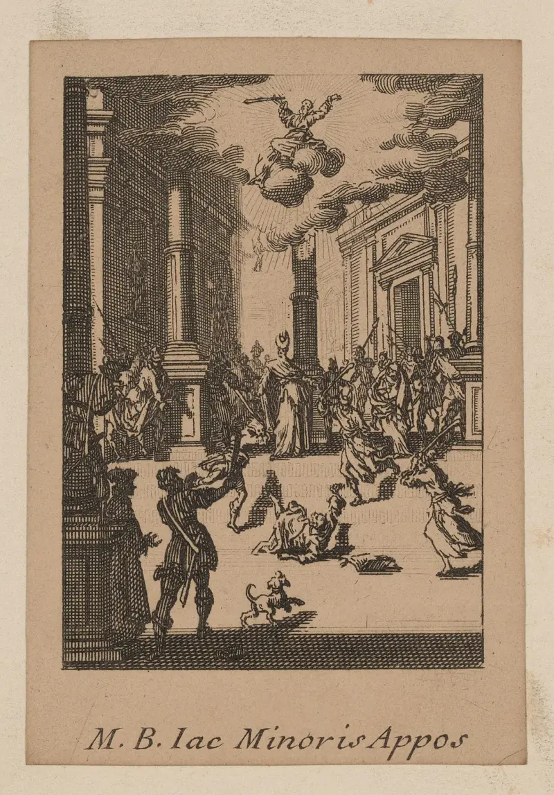 De små apostlarna eller Apostlarnas martyrium – Jakob den yngre av Jacques Callot