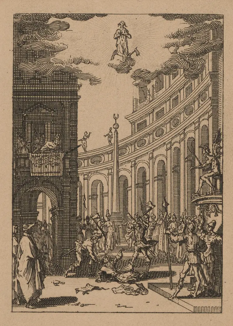 De små apostlarna eller apostlarnas martyrium – den helige Thaddeus av Jacques Callot