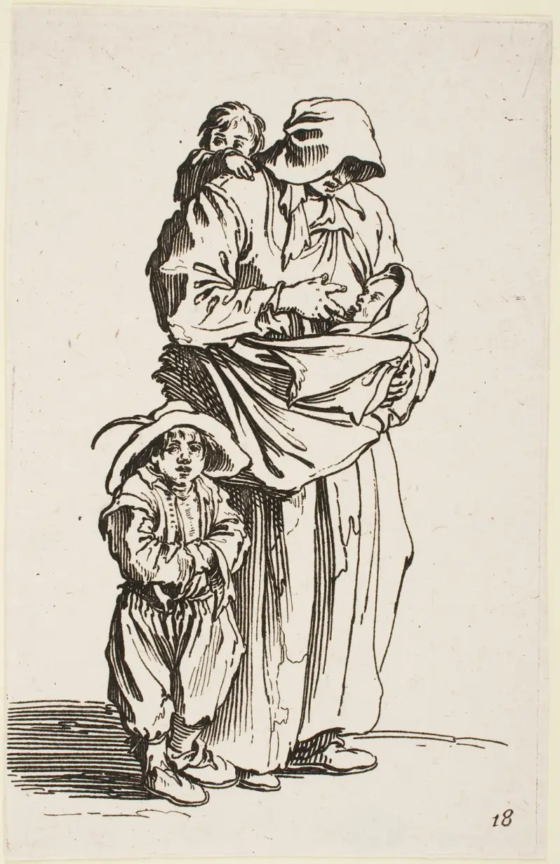 The Mother and her Three Children av Jacques Callot