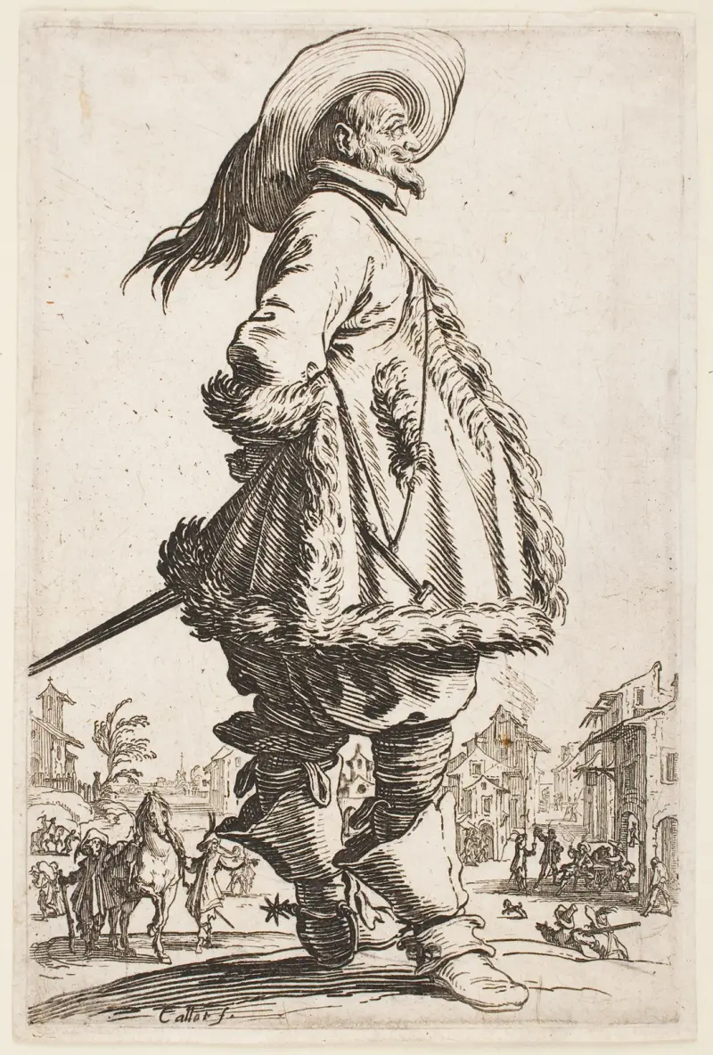 Lorrains adel – Gentleman i pälskantad kappa av Jacques Callot