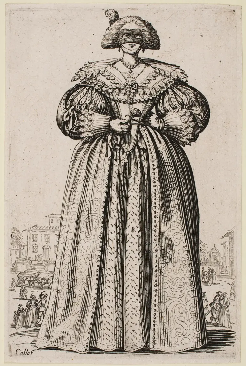 Lorrains adel – maskerad dam av Jacques Callot