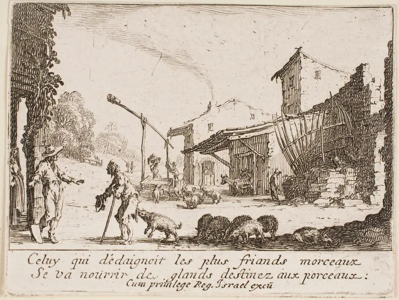 Den förlorade sonen vaktar svinen av Jacques Callot