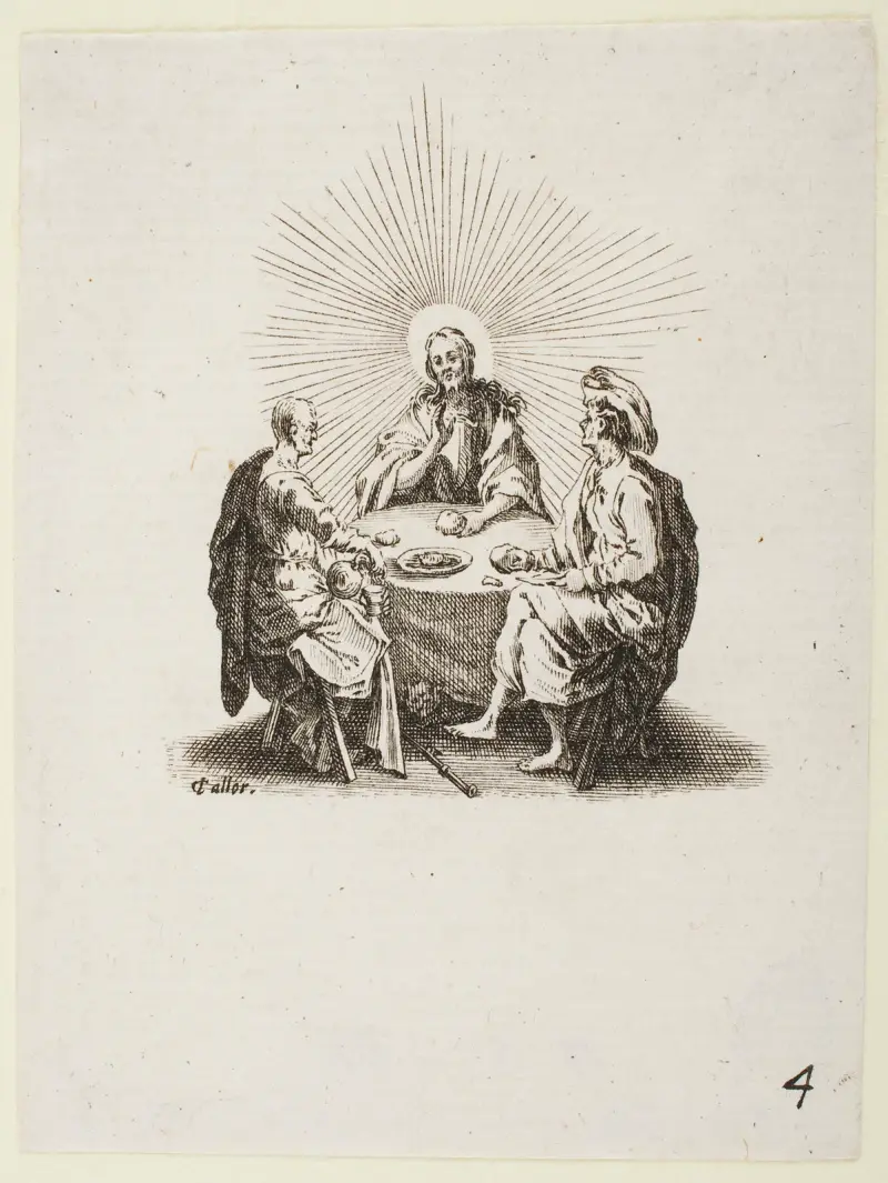 Måltiden i Emmaus av Jacques Callot