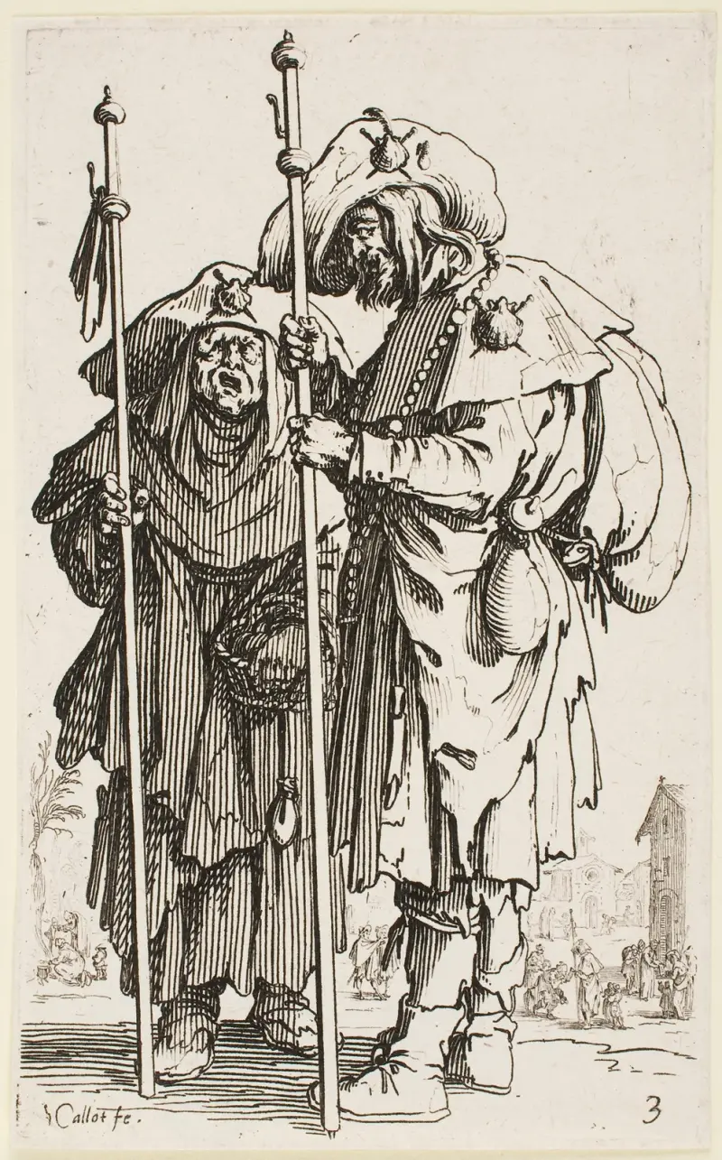 De två pilgrimerna av Jacques Callot