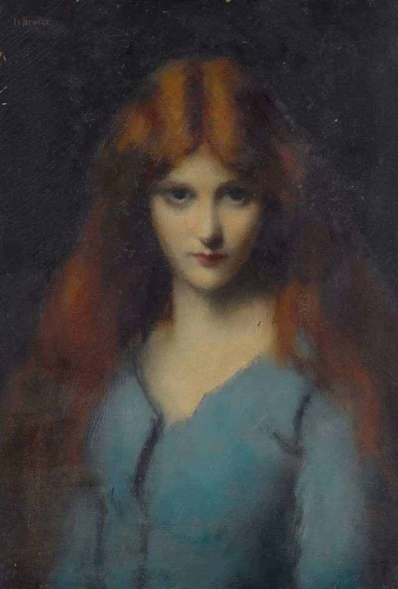 Ung flicka i blå klänning av Jean-Jacques Henner