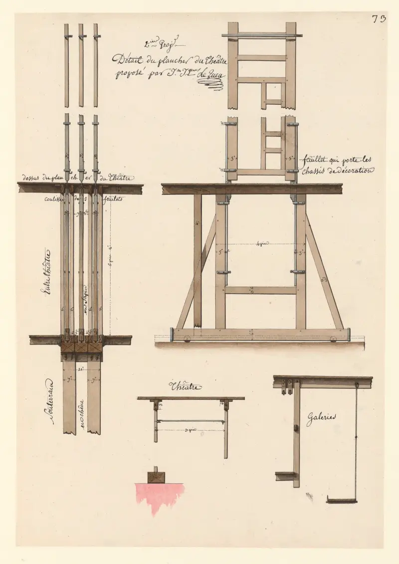 2.eme projet. Détail du plancher du théâtre av Jean Jacques Lequeu