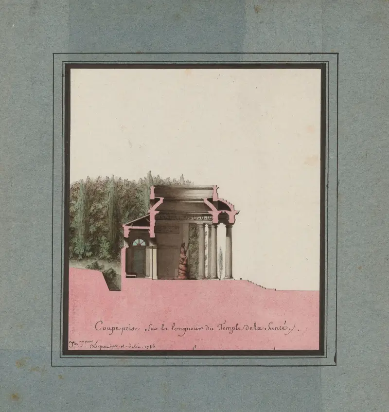 Sektion genom Temple de la Santé av Jean Jacques Lequeu