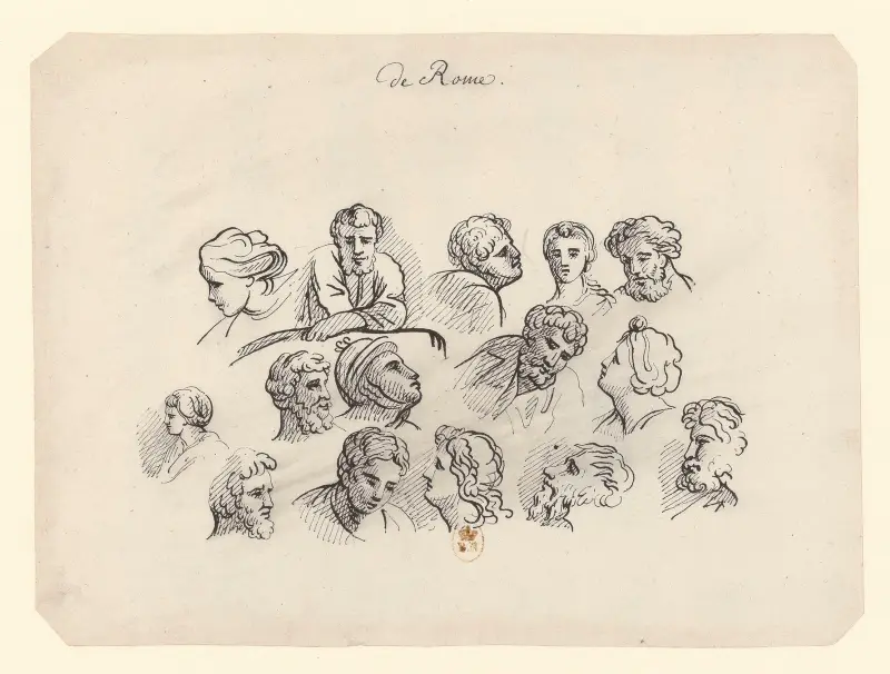De Rome – studie av ansikten av Jean Jacques Lequeu