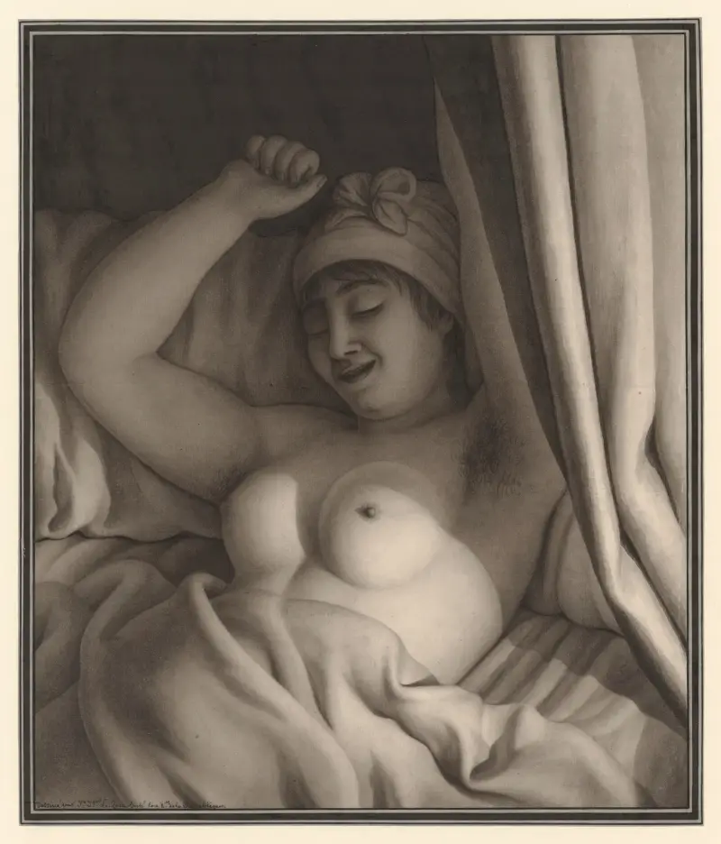 Etude de nu féminin dans un lit av Jean Jacques Lequeu