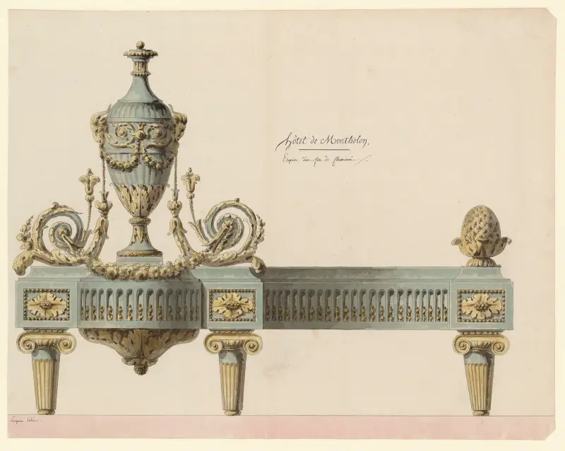 Hôtel de Montholon. Skiss till en öppen spis av Jean Jacques Lequeu
