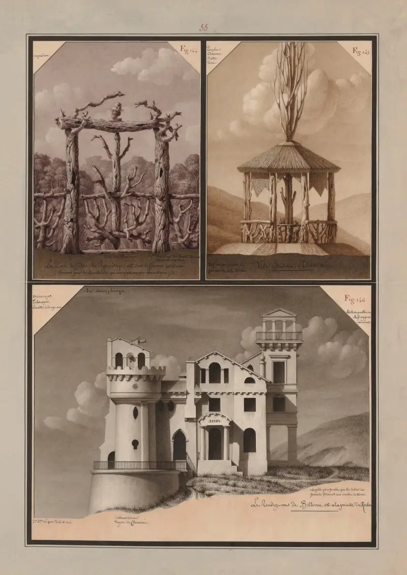 La porte de clôture de l’hermitage est sur le chemin solitaire comme pour les anachorètes qui menaient une vie érémitique av Jean Jacques Lequeu