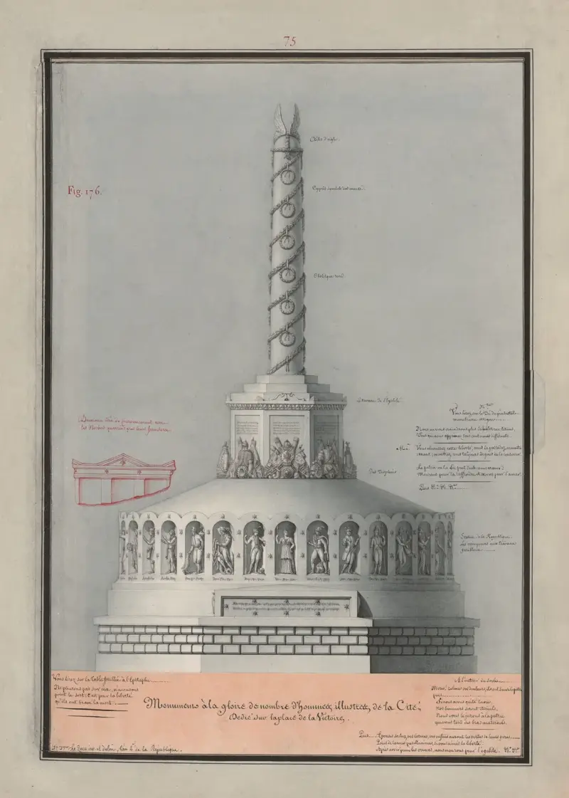 Monument till minne av stadens många berömda män, invigt på Place de la Victoire av Jean Jacques Lequeu