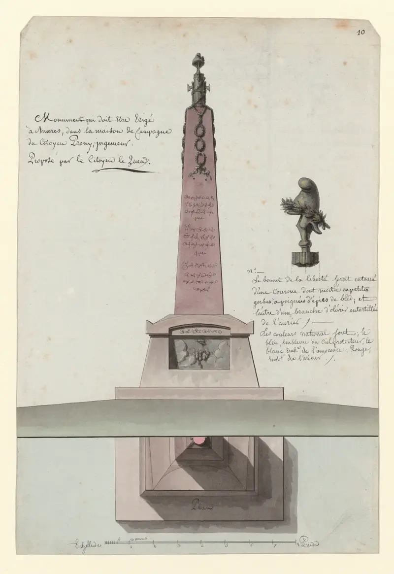 Monument som ska resas vid Anières, på medborgaren Pronys lantställe, ingenjör av Jean Jacques Lequeu