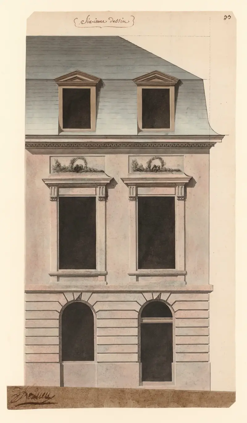 Del av en elevation av en bostad av Jean Jacques Lequeu