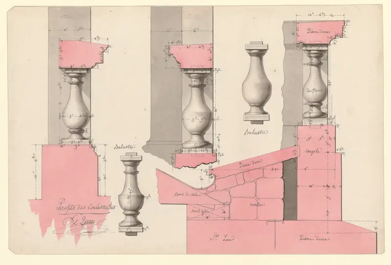 Balustradprofiler av Jean Jacques Lequeu