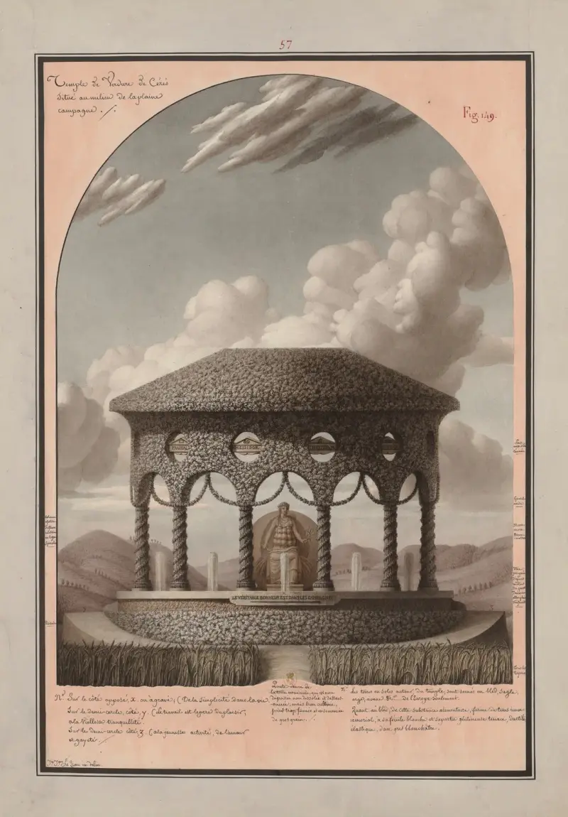 Ceres gröna tempel beläget mitt på landsbygden av Jean Jacques Lequeu