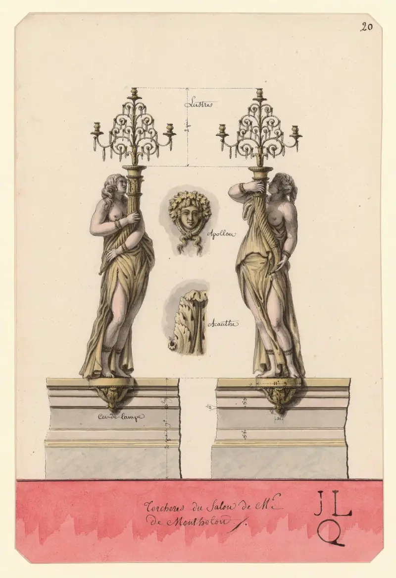 Lampetter från herr de Montholons salong av Jean Jacques Lequeu