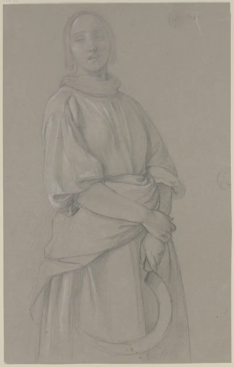 A female reaper with a scythe av Jakob Becker