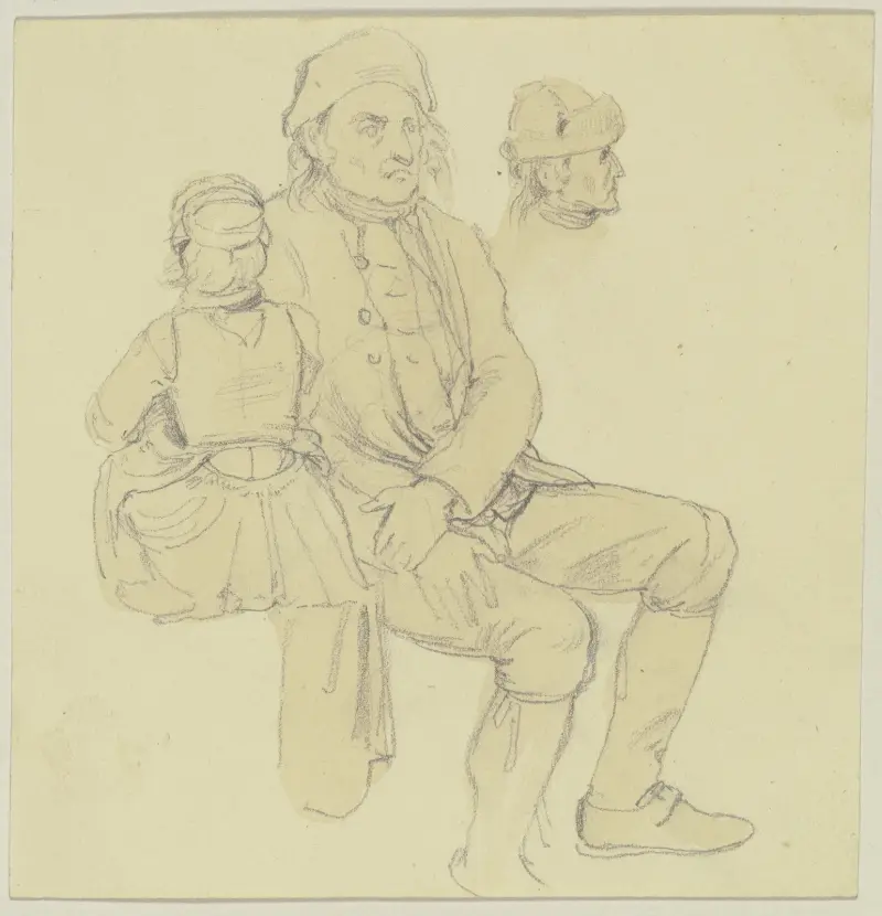 Gammal bonde med liten flicka av Jakob Becker
