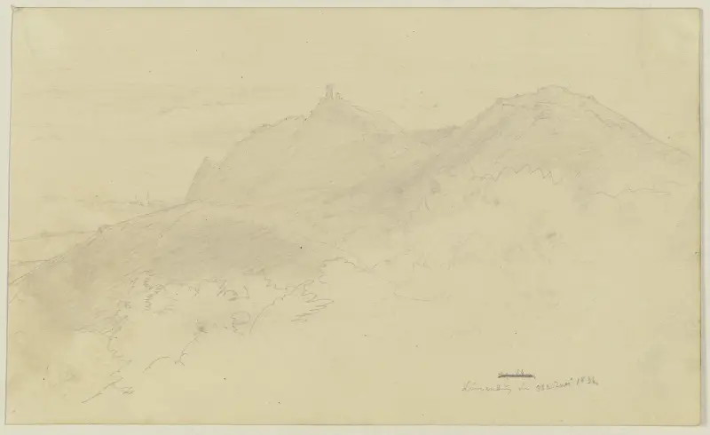 Berglandschaft mit einer Burg von Jakob Becker