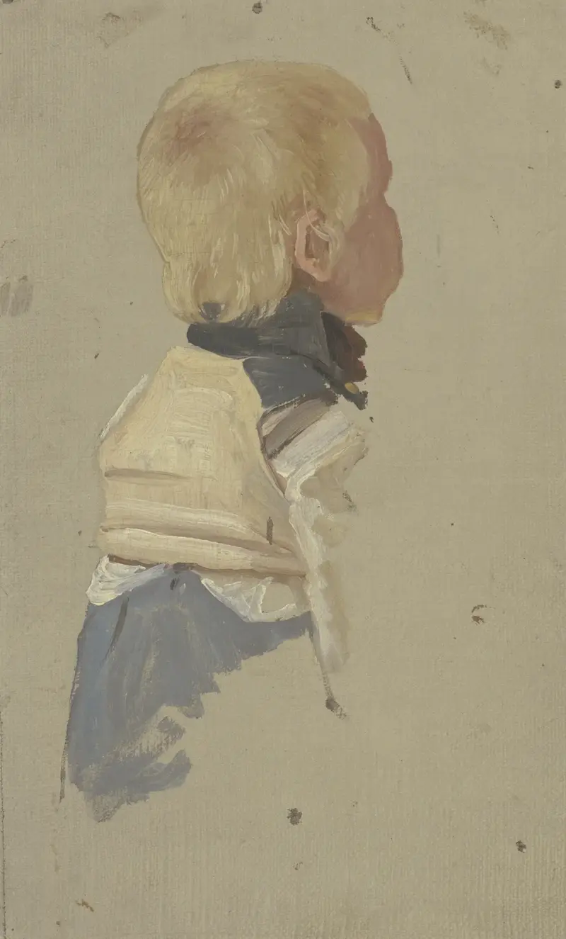 Blond pojke i profil mot höger av Jakob Becker