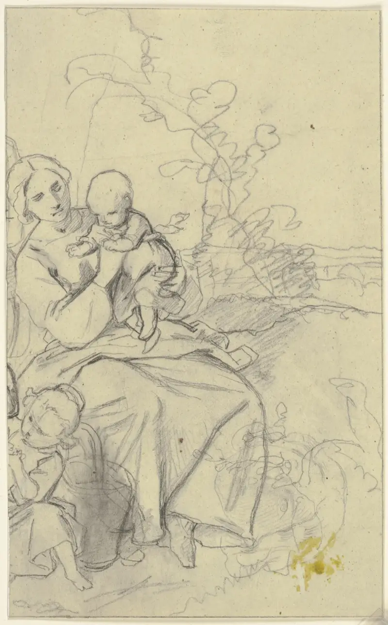 Kvinna omgiven av barn (fragment) av Jakob Becker