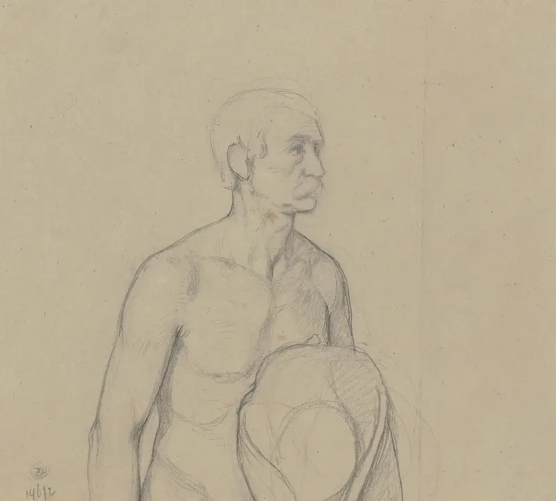 Manlig akt med hatt (fragment) av Jakob Becker