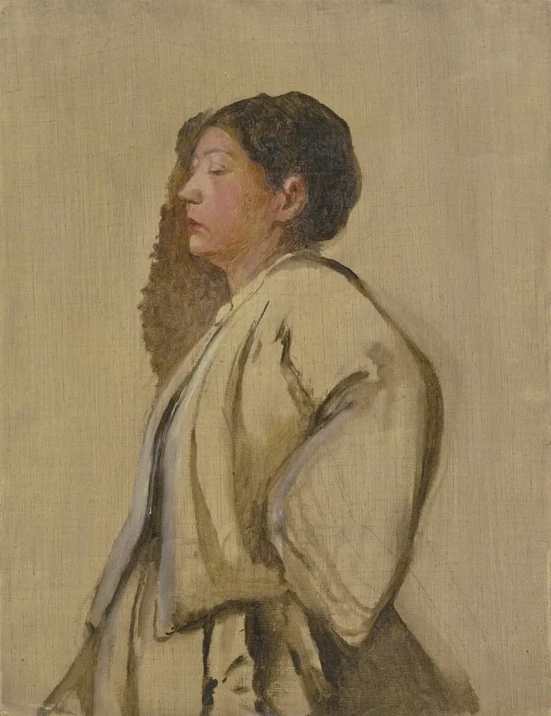 Porträtstudie einer jungen Frau av Jakob Becker