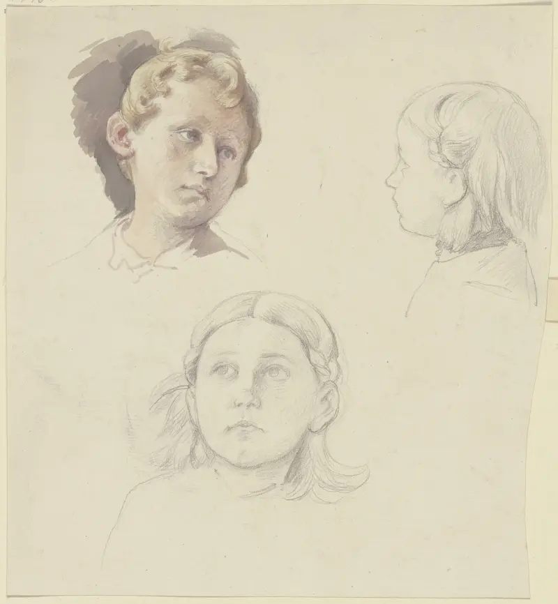 Studienblatt; Mädchen mit Zuber av Jakob Becker