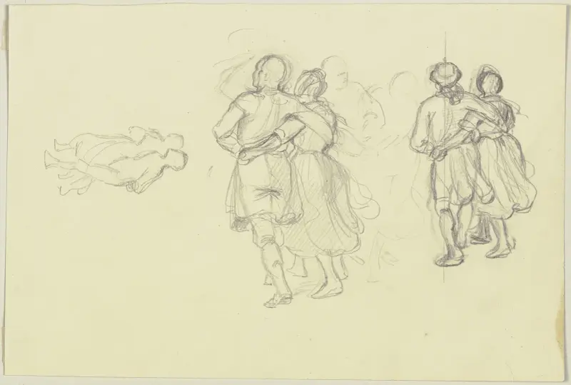 Studieblad; dansande par av Jakob Becker