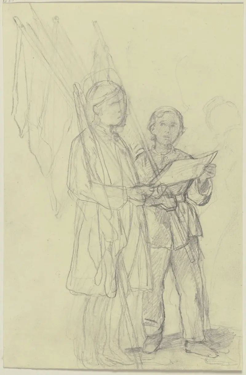 Two boys with flags av Jakob Becker