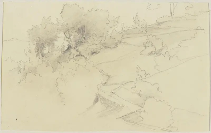 Wiesenlandschaft mit Bäumen von Jakob Becker