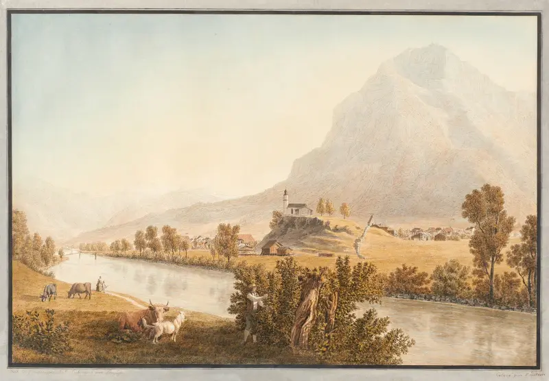 Glarus, från norr av Johann Jakob Biedermann