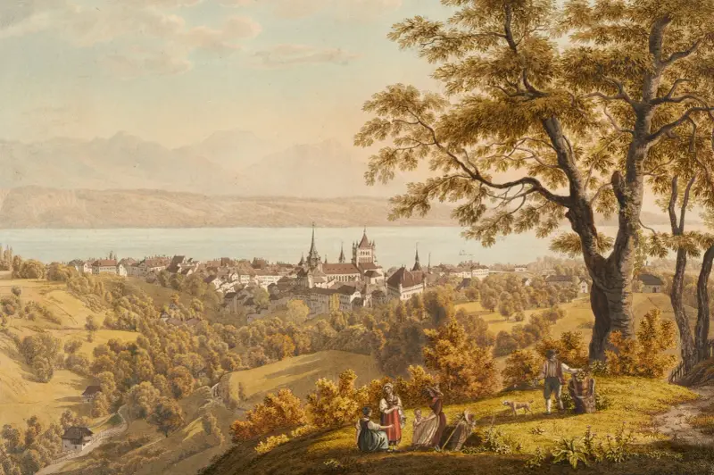 Lausanne, von Nordosten av Johann Jakob Biedermann