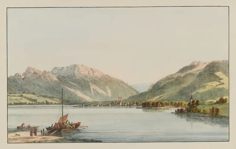 Vûe de Lachen, sur le lac de Zurich av Johann Jakob Biedermann
