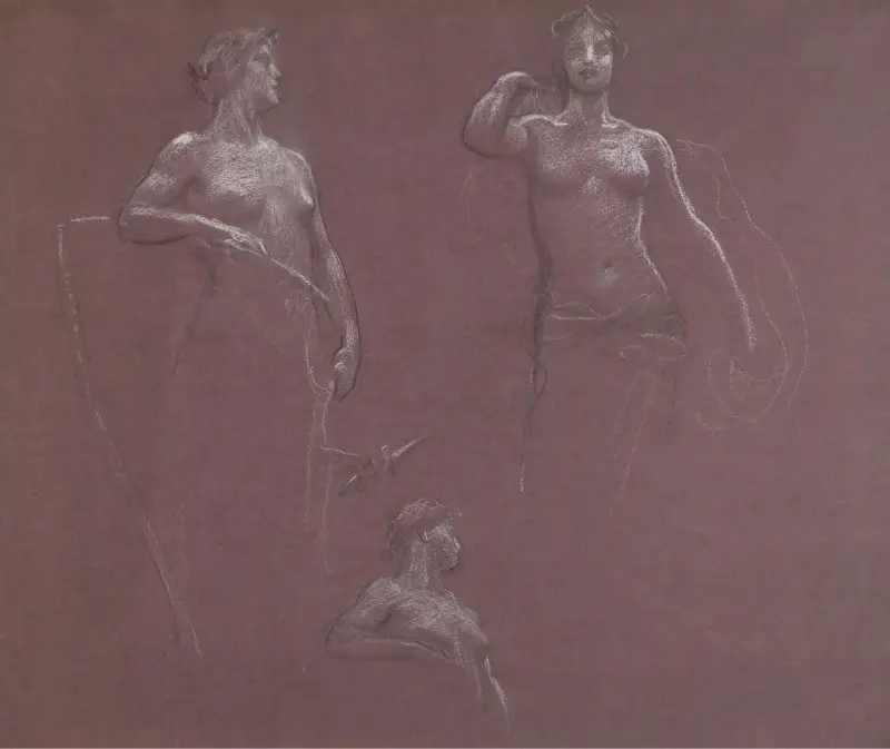 Studies for Ceres and Juno in ‘Prospero Summoning Nymphs and Deities’ av Herbert James Draper